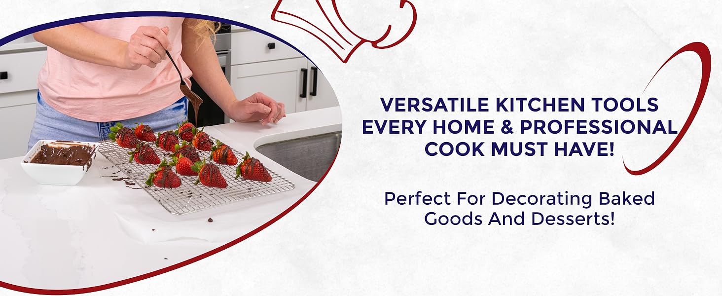 KITCHENATICS Heavy Duty Half Sheet Cooling Racks, Rust Resistant Stainless Steel Baking Racks, Wire Racks Fit Half Sheet Pan, Bacon Grill Rack for Oven, Cookie Cooling Racks 11.8