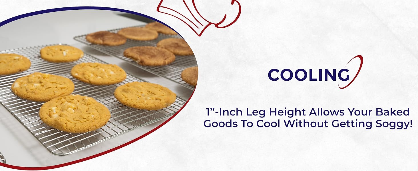 KITCHENATICS Heavy Duty Half Sheet Cooling Racks, Rust Resistant Stainless Steel Baking Racks, Wire Racks Fit Half Sheet Pan, Bacon Grill Rack for Oven, Cookie Cooling Racks 11.8