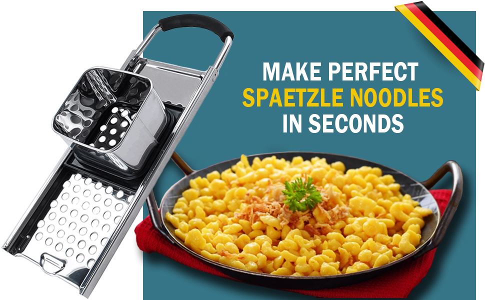 Premium Grade Stainless Steel Spaetzle Maker with Comfort Grip Handle Traditional German Egg Noodle Maker