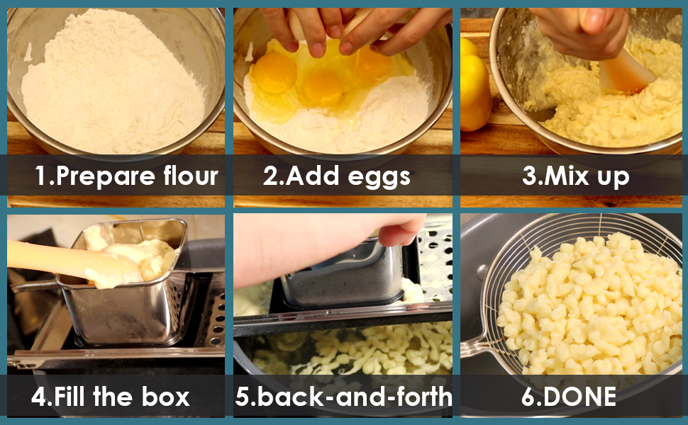 Premium Grade Stainless Steel Spaetzle Maker with Comfort Grip Handle Traditional German Egg Noodle Maker