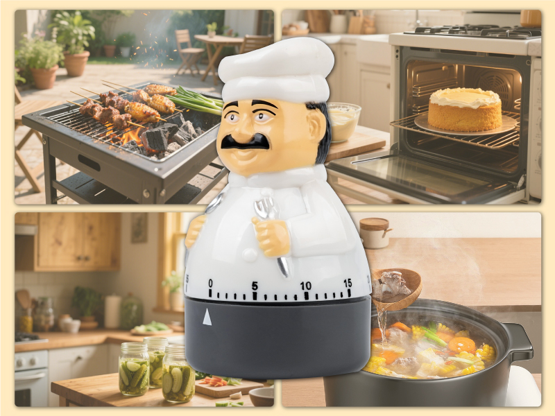 Jayron Mechanical Kitchen Timer 60 Minutes Countdown Timer Chef Shaped Alarm Clock,Suit for Children and Elderly,Used for Cooking Baking Facial Mask