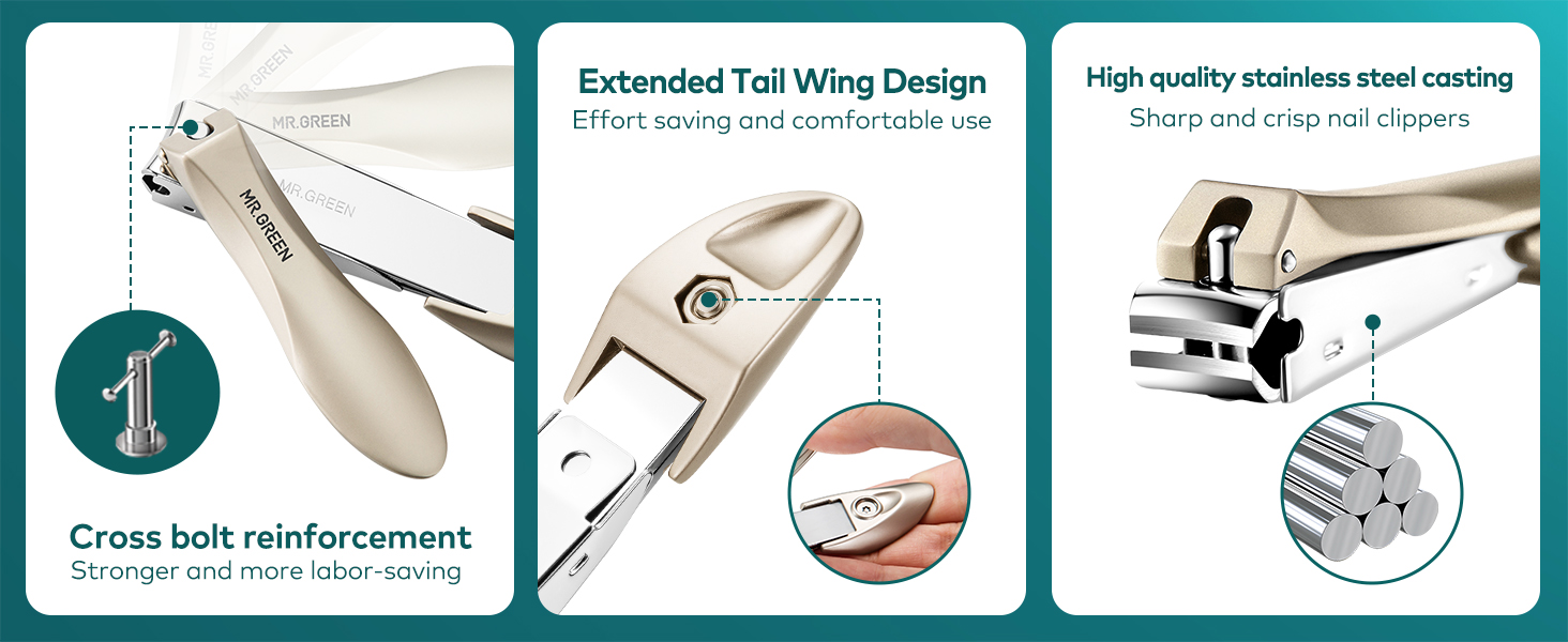 Nail Clipper with Catcher, Slanted Edge Nail Cutting Clippers Stainless Steel Fingernail Cutter Trim with File for Men and Women Mr-1115plus