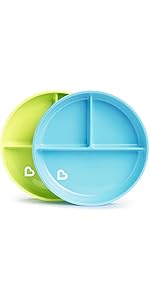 Munchkin® Raise™ Toddler Fork and Spoon Utensil Set, Rest Keeps Tip Off Table, BPA Free, 4 Pack, Blue/Green