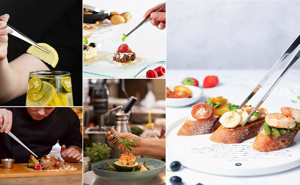 12 Inch Kitchen Tweezers Fine Tweezer Tongs, MSY BIGSUNNY Stainless Steel Food Tweezers Multi-function Precision Serrated Tips Cooking Tongs Kitchen Serving Tong