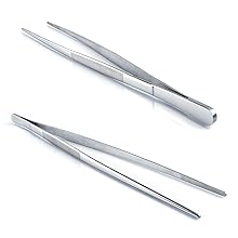 12 Inch Kitchen Tweezers Fine Tweezer Tongs, MSY BIGSUNNY Stainless Steel Food Tweezers Multi-function Precision Serrated Tips Cooking Tongs Kitchen Serving Tong
