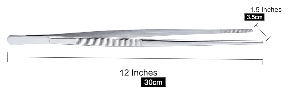 12 Inch Kitchen Tweezers Fine Tweezer Tongs, MSY BIGSUNNY Stainless Steel Food Tweezers Multi-function Precision Serrated Tips Cooking Tongs Kitchen Serving Tong