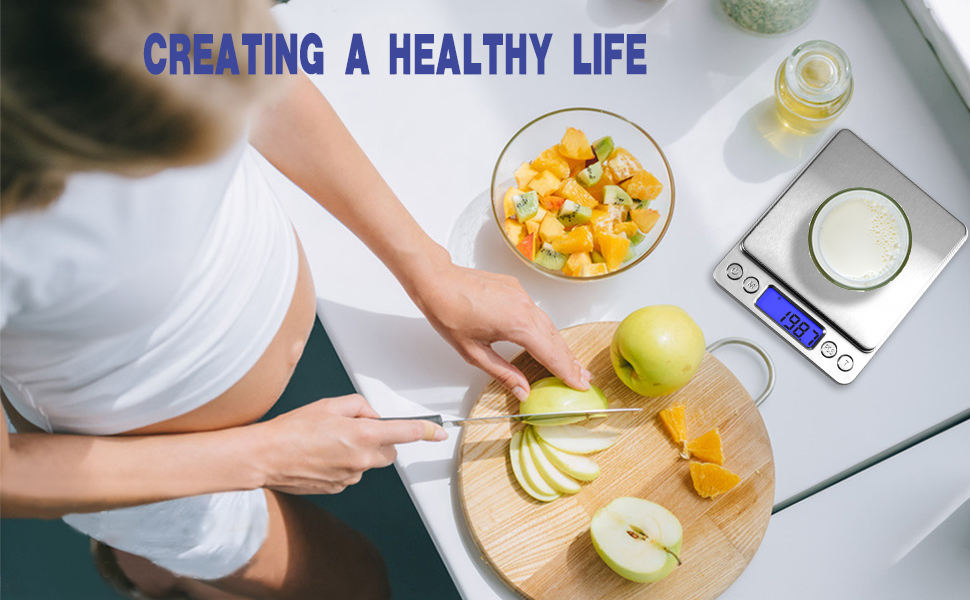 Fuzion Digital Kitchen Scale 3000g/ 0.1g, Pocket Food Scale 6 Measure Modes, LCD, Tare, Digital Scale Grams and Ounces with 2 Trays for Food, Cooking, Nutrition, Reptiles(Battery Included)