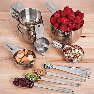 Hudson Essentials Stainless Steel Measuring Cups and Spoons Set (15 Piece Set)