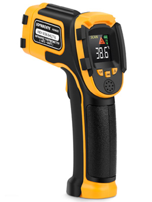 Infrared Thermometer Non-Contact Digital Laser Temperature Gun -58℉～1112℉(-50℃～600℃) Adjustable Emissivity IR Temp Gun - for Cooking, BBQ, Food, Fridge, Pizza Oven, Engine - Meat Thermometer Included