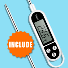 Infrared Thermometer Non-Contact Digital Laser Temperature Gun -58℉～1112℉(-50℃～600℃) Adjustable Emissivity IR Temp Gun - for Cooking, BBQ, Food, Fridge, Pizza Oven, Engine - Meat Thermometer Included