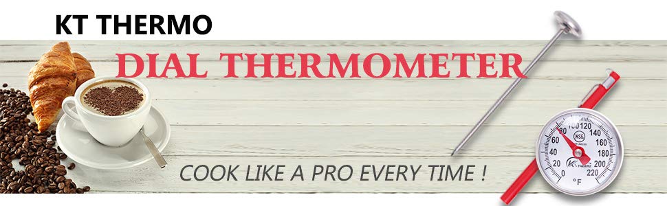 KT THERMO Instant Read 1-Inch Dial Thermometer(4-Pack),Best for The Coffee Drinks,Chocolate Milk Foam