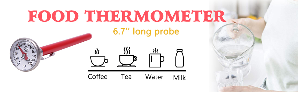 KT THERMO Instant Read 1-Inch Dial Thermometer(4-Pack),Best for The Coffee Drinks,Chocolate Milk Foam