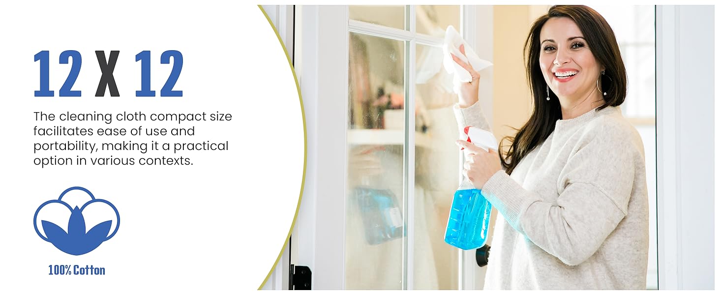 100% Cotton Terry Towels Cleaning Cloths Pack of 50 (12x12 Inches) White Cotton Terry Cloth Bar Rags White Bar Towels, Multipurpose High Absorbent Terry Towels for Cleaning Auto Detailing or Painters