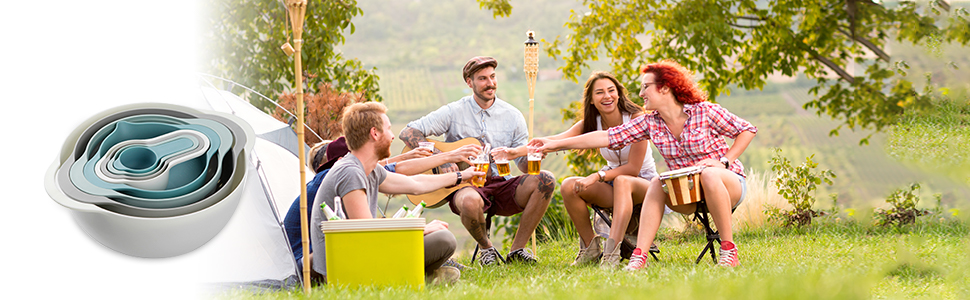 Plastic Mixing Bowls - Multicolored Mixing Bowl Set of 8, Nest for Easy Storage, Inculding Measuring Cups, Colander, Sifter, Large Bowl, Great for Cooking and Baking, Rv Camping Accessories, No BPA