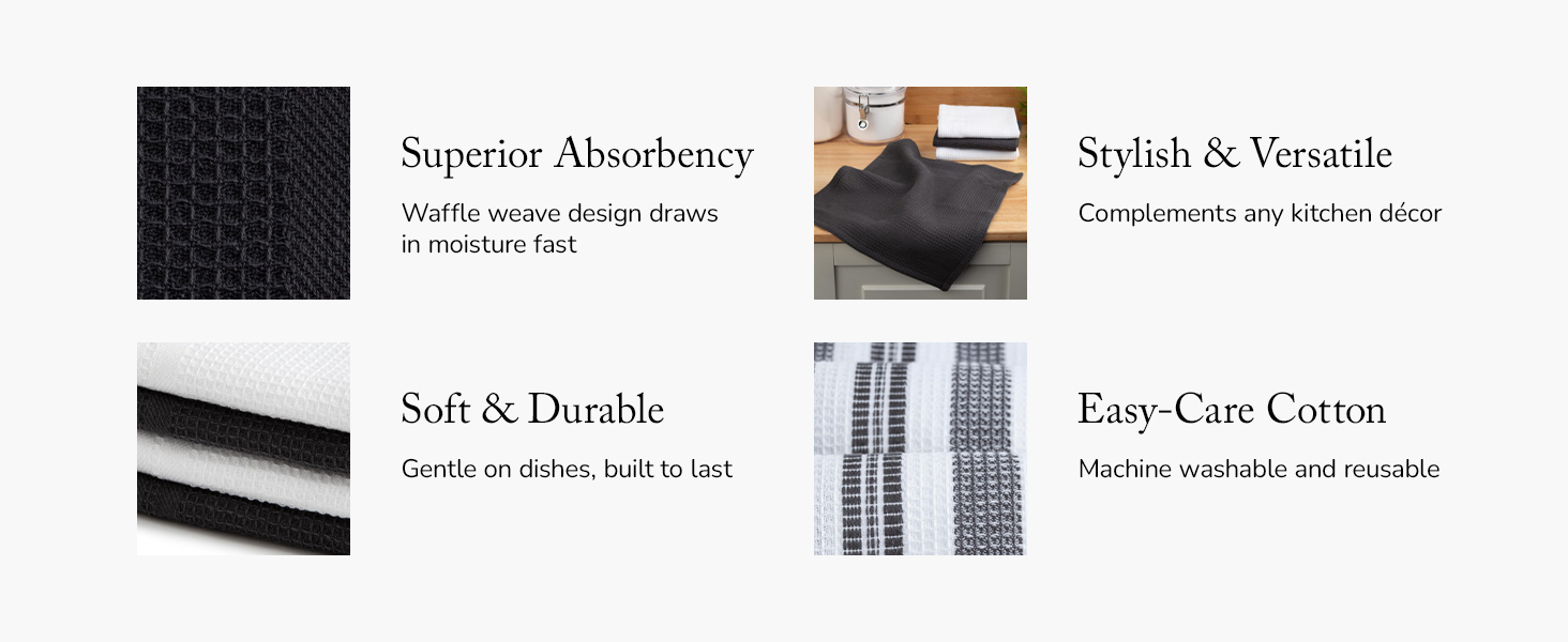 Sticky Toffee Cotton Dishcloths Set of 8 – 12x12 in Dark Green and White Dish Towels, Reusable and Absorbent Tea Towels for Cleaning or Drying, Oeko-Tex Cotton