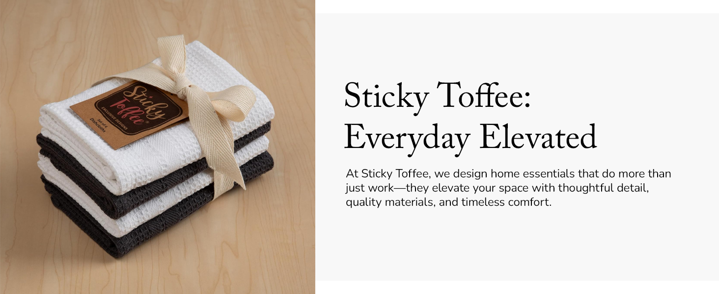 Sticky Toffee Cotton Dishcloths Set of 8 – 12x12 in Dark Green and White Dish Towels, Reusable and Absorbent Tea Towels for Cleaning or Drying, Oeko-Tex Cotton