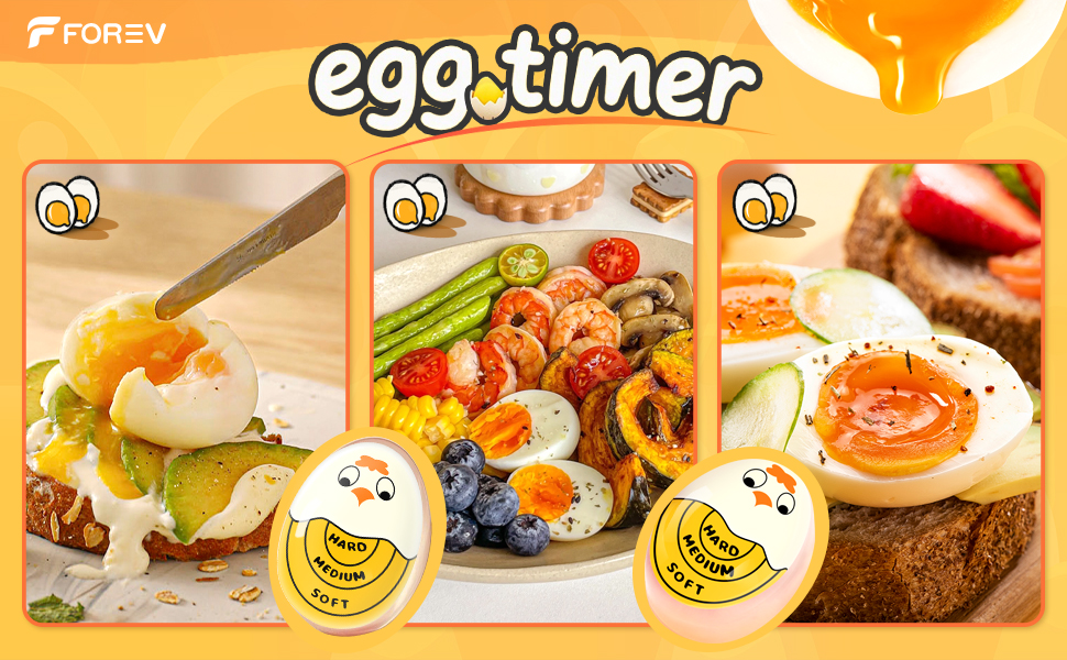 Egg Timer for Hard Boiled Eggs Soft Boiled Color Changing Indicator Tells When Eggs are Ready, Yellow 2pcs