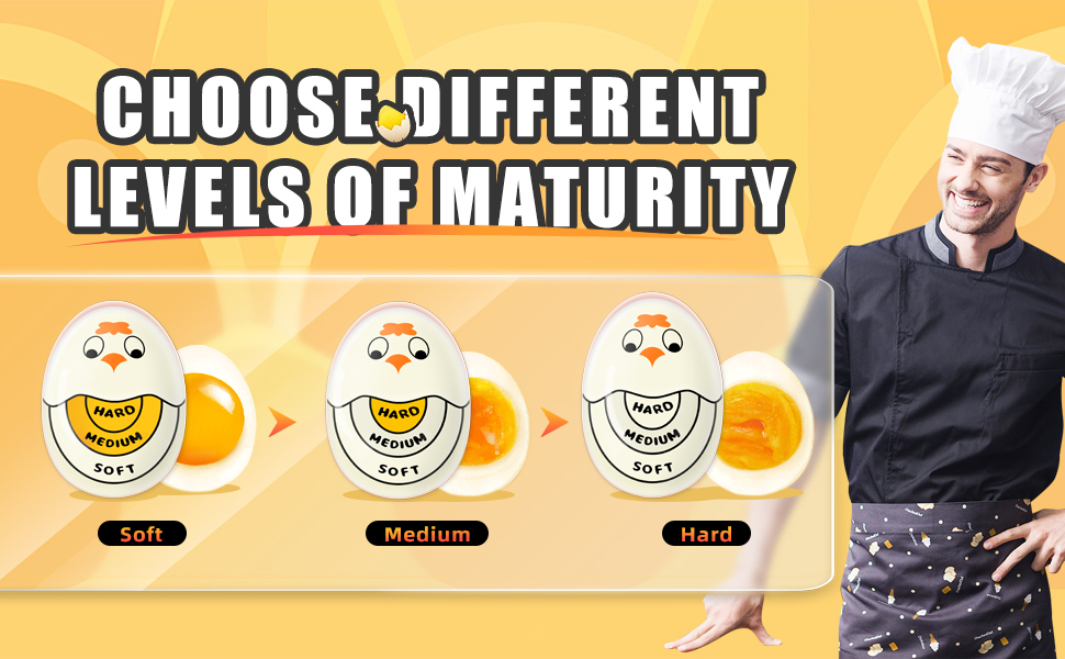 Egg Timer for Hard Boiled Eggs Soft Boiled Color Changing Indicator Tells When Eggs are Ready, Yellow 2pcs