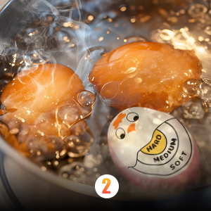 Egg Timer for Hard Boiled Eggs Soft Boiled Color Changing Indicator Tells When Eggs are Ready, Yellow 2pcs