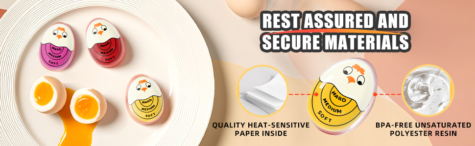 Egg Timer for Hard Boiled Eggs Soft Boiled Color Changing Indicator Tells When Eggs are Ready, Yellow 2pcs