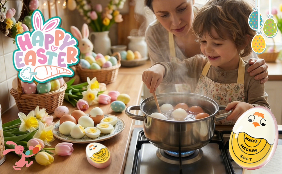 Egg Timer for Hard Boiled Eggs Soft Boiled Color Changing Indicator Tells When Eggs are Ready, Yellow 2pcs