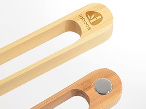 Magnetic Bamboo Toaster Tongs: 100% Natural 8.7” Wood Kitchen Toast Tongs| Eco-Friendly, Space Saving Modern Kitchen Accessory for Home Restaurant | Set of 2