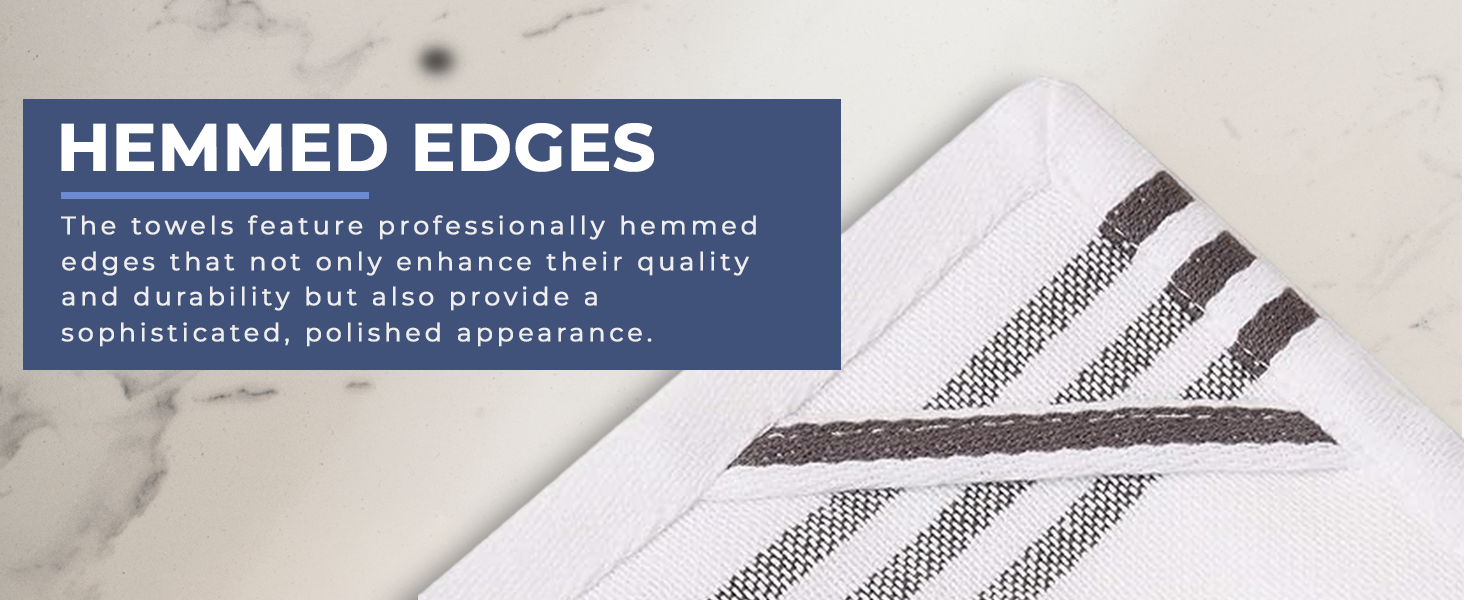 Urban Villa Kitchen Towels Blue White Striped 100% Cotton Set of 6, 20x30 Inch Oversized Dish Cloths, Highly Absorbent, Mitered Corners & Hanging Loop, Hand & Tea Towels, Dish Towels