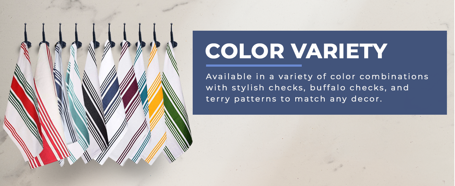 Urban Villa Kitchen Towels Blue White Striped 100% Cotton Set of 6, 20x30 Inch Oversized Dish Cloths, Highly Absorbent, Mitered Corners & Hanging Loop, Hand & Tea Towels, Dish Towels