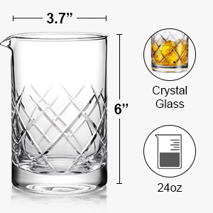 Hiware Professional 24 Oz Cocktail Mixing Glass, Thick Bottom Seamless Crystal Mixing Glass