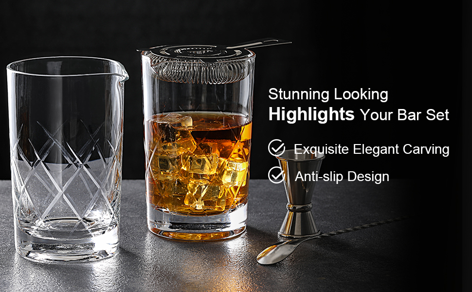 Hiware Professional 24 Oz Cocktail Mixing Glass, Thick Bottom Seamless Crystal Mixing Glass