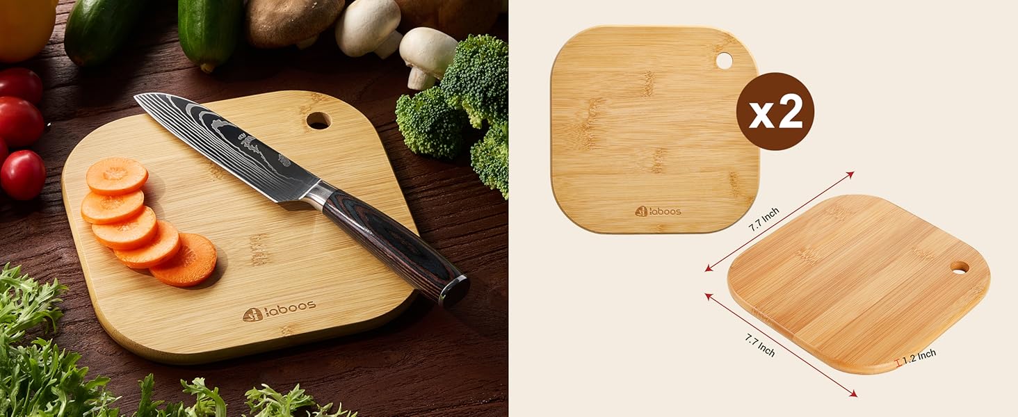 Home Mini Cutting Board Small Fruit Cutting Board Solid Bamboo Wood Board for Baby Infant dormitoryＩSet of 2
