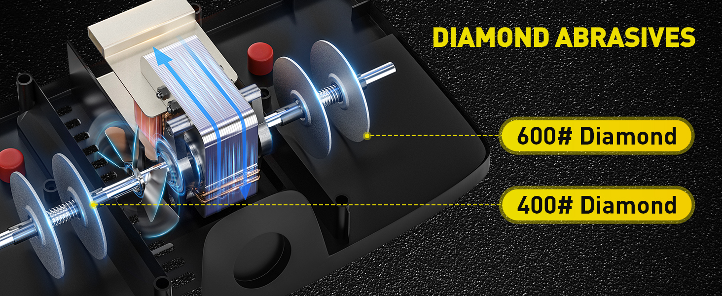 Secura 2-Stage Electric Knife Sharpener with Diamond Abrasives and Precision Angle Guides, Professional Sharpening Tool for Kitchen Straight Edge and Ceramic Knife, Black