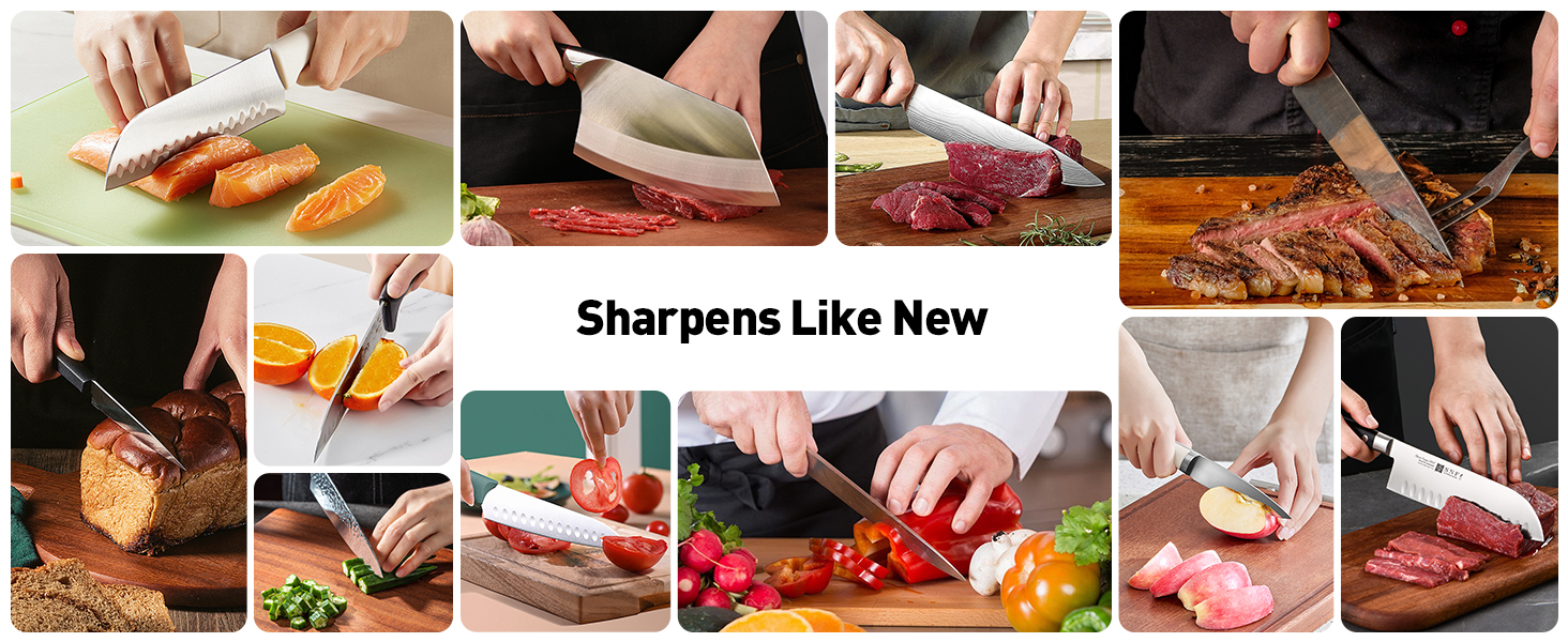 Secura 2-Stage Electric Knife Sharpener with Diamond Abrasives and Precision Angle Guides, Professional Sharpening Tool for Kitchen Straight Edge and Ceramic Knife, Black