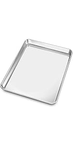 Baking Sheet with Silicone Mat Set, Set of 8 (4 Sheets + 4 Mats), Stainless Steel Cookie Sheet Baking Pans with Reusable Silicone Baking Mat, Non Toxic & Heavy Duty & Easy Clean