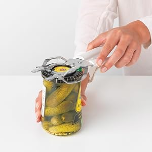 Brabantia Tasty+ Universal Can, Jar, Bottle Opener (Light Grey) Easy to use, Unscrews Small or Large Caps, Tops Lids
