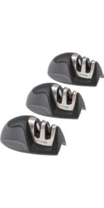 Smith's 51003 Diamond Edge Grip™ MAX 2-Stage Sharpener – White - Compact - Non-Slip Base - Patented V Grip – Sharpen Knives & Scissors - Diamond & Ceramic Sharpeners