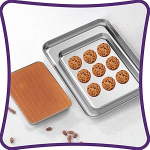 Wildone Baking Sheet Set of 3, Stainless Steel Cookie Sheet Cooking Sheet Pan for Baking & Roasting, 9/12/16 Inch, Non Toxic & Heavy Duty & Easy Clean