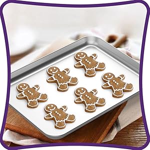 Wildone Baking Sheet Set of 3, Stainless Steel Cookie Sheet Cooking Sheet Pan for Baking & Roasting, 9/12/16 Inch, Non Toxic & Heavy Duty & Easy Clean