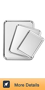 Wildone Baking Sheet Set of 3, Stainless Steel Cookie Sheet Cooking Sheet Pan for Baking & Roasting, 9/12/16 Inch, Non Toxic & Heavy Duty & Easy Clean