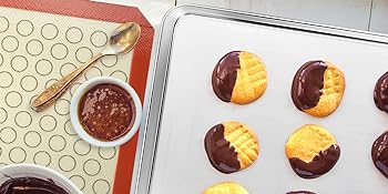 Wildone Baking Sheet with Silicone Mat Set, Set of 6 (3 Sheets + 3 Mats), Stainless Steel Cookie Sheet Baking Pan with Silicone Mat, Non Toxic & Heavy Duty & Easy Clean