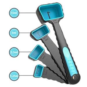 Collapsible Measuring Cups and Spoons - Portable Food Grade Silicone for Liquid & Dry Measuring, 8 Piece Set Kitchen Measuring Tool