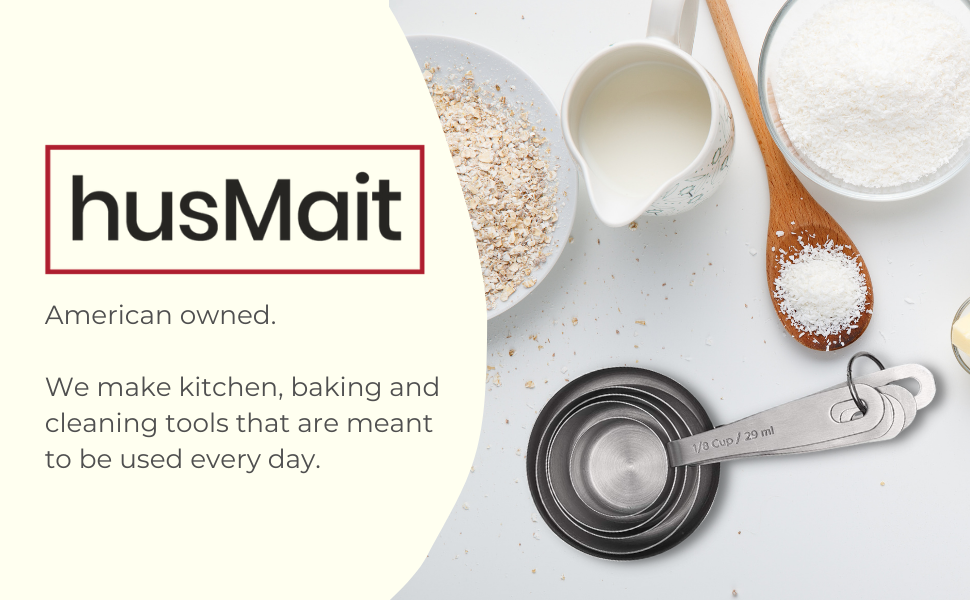 husMait Stainless Steel Measuring Cups - 5 Piece Heavy Duty Measuring Cup Set with Storage Ring