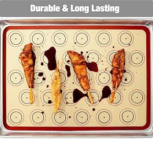 Macaron Silicone Baking Mat - Set of 2 Non Stick Silicon Macaroon Baking Sheet Cookie Liner(BPA Free/Reusable/Half Sheet),Perfect Cooking Kit for Macarons,Pastry,Cake and Bread Making (Red)