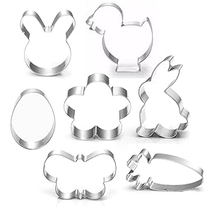 Easter Cookie Cutter Set - 7 piece - Egg, Carrot, Bunny, Flower, Chick, Bunny Face and Butterfly