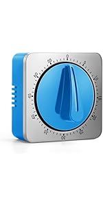 Kitchen Timer, Chef Cooking Timer Clock with Loud Alarm, No Batteries Required, 100% Mechanical - Magnetic Backing, Exquisite Stainless Steel Body - Countdown Reminder - Silver 1Pack