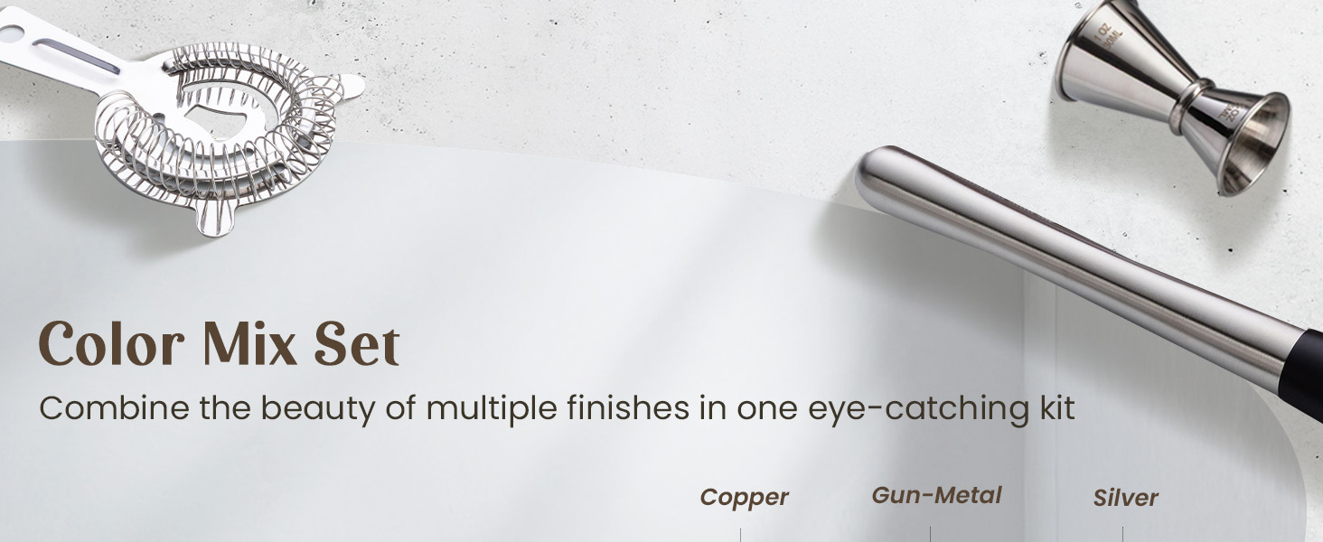 Mixology & Craft Cocktail Shaker Set with Dark Bamboo Stand - Professional 10-Piece Bartender Kit - Complete Bar Set & Cocktail Mixer Kit for Home (Gold)