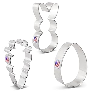 Ann Clark Cute Easter 3-Pc. Cookie Cutter Set, Made in USA, Easter Bunny, Carrot and Egg