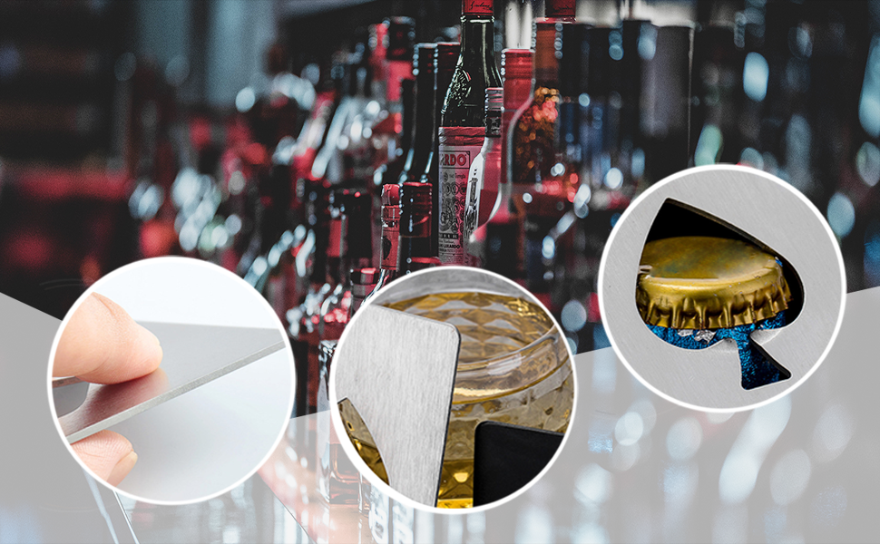 Ace Of Spades Bottle Opener Credit Card Size Pocker Cap Opener Portable Stainless Steel Can Opener (2 Pack Black & Silver)