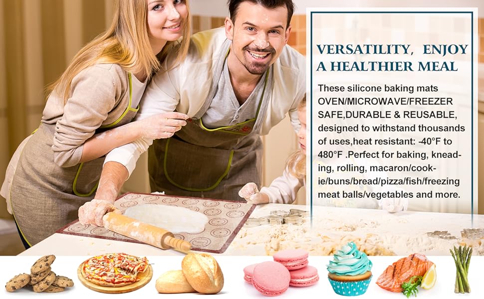 Angadona Macaron Silicone Baking Mats Kit (16pcs set) Macaroon Baking Mat Set of 2 Half Sheet Macaron Silicone Mat Nonstick Macaron Mat Sheet,6 Piping Tip,2 Piping Bag with 3 Bag Tie,2 coupler