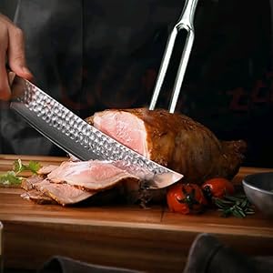 Carving Fork, Meat Fork, 12 Inch Cooking Fork, Stainless Steel BBQ Fork, Long Metal Chef Pro Kitchen Forks for Barbecue, Serving, Cooking, Grilling, Roasting